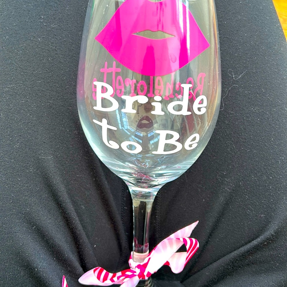 Large bride to be bachelorette wine glass wedding party